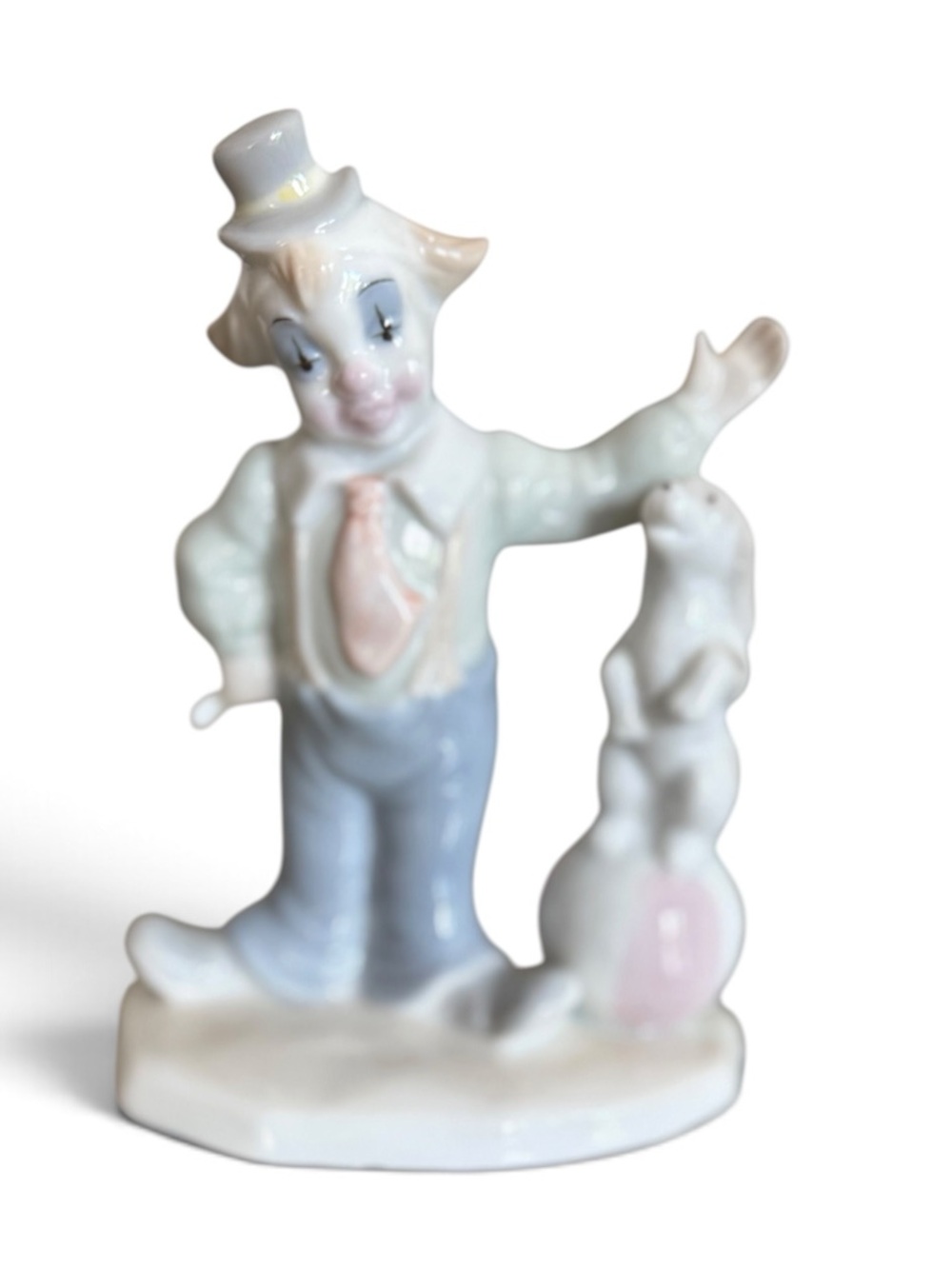 Vintage Valentino Handcrafted Porcelain Clown Figurine with a Dog